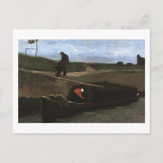 Peat Boat with Two Figures, Vincent Van Gogh Postcard (Front)