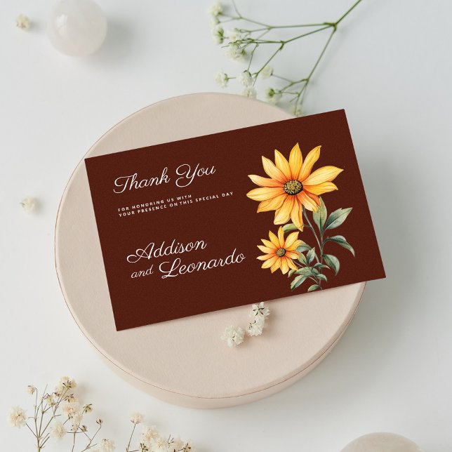 Peaty brown orange mint sunflower Thank You  Invitation (Peaty brown orange mint sunflower Thank You )