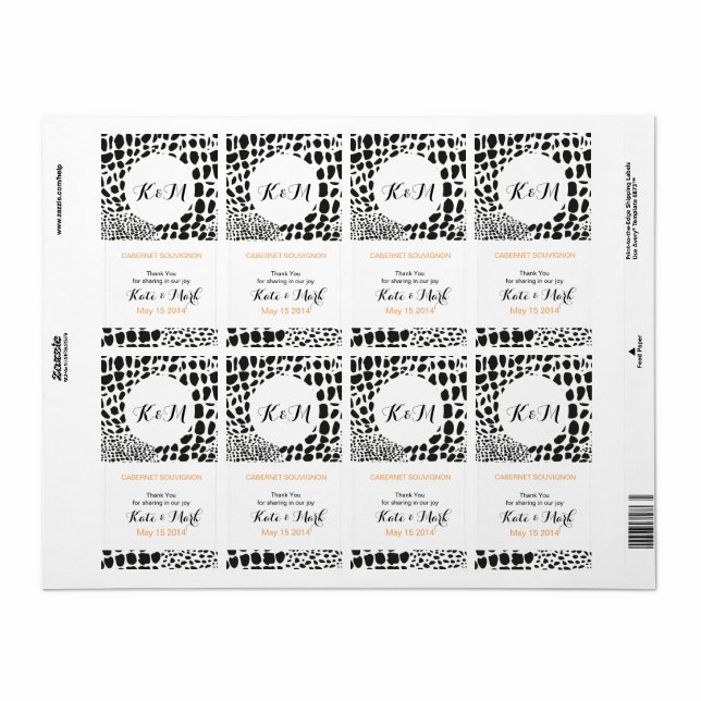 Peau animale en noir et blanc (Feuille entière)