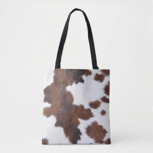 peau de vache brun blanc sac fourre-tout