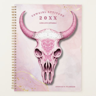 Peau de vache rose et or Planner personnel
