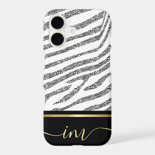 Peau de zèbre noir et blanc monogrammée aquarelle