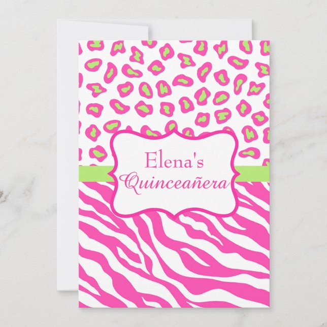 Peau léopard rose Zebra Quinceañera Invitation (Devant)