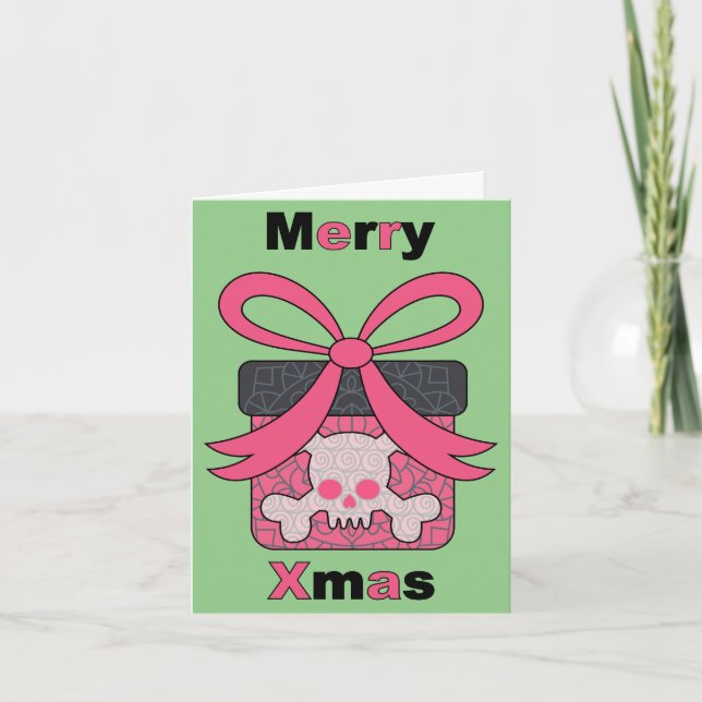 Peau rose Joyeux Noël Présent Carte de vacances pl (Devant)