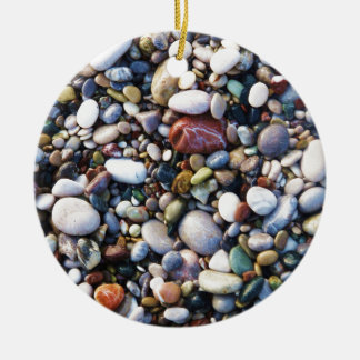 Pebble beach in Rhodes, Greece up close photo Ceramic Ornament