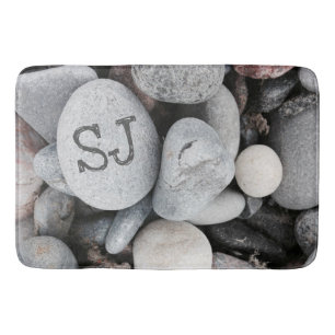 Pebble Beach Monogram Nature Photo Bath Mat