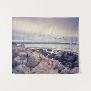 Pebble Beach Tranquil Rocky Shoreline Tapestry