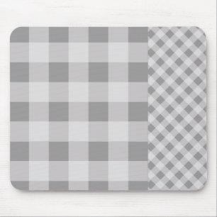 Pebble Grey Gingham pattern Mouse Pad