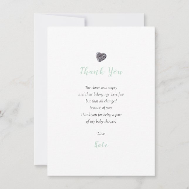 Pebble Heart Baby Shower Thank You Poem (Front)