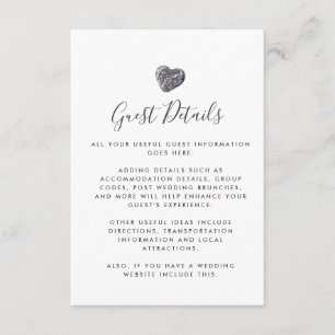 Pebble Heart Discovery Guest Information Details Enclosure Card