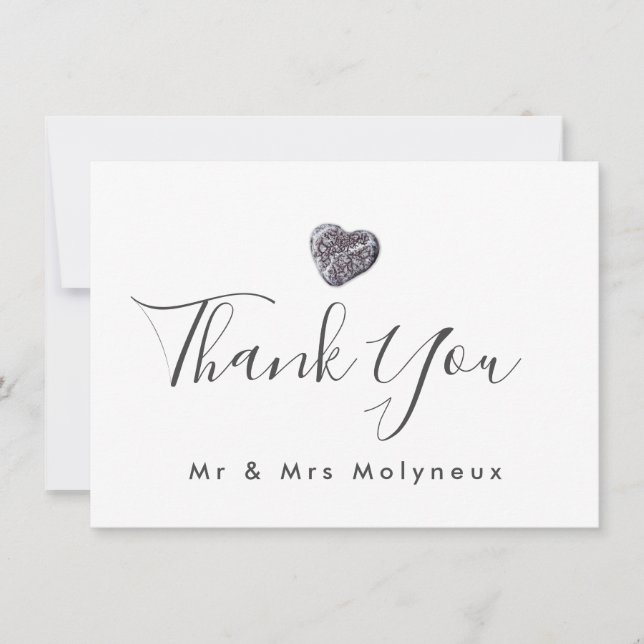 Pebble Heart Discovery Wedding Thank You Card (Front)