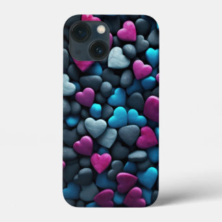 Pebble hearts iPhone 13 mini case