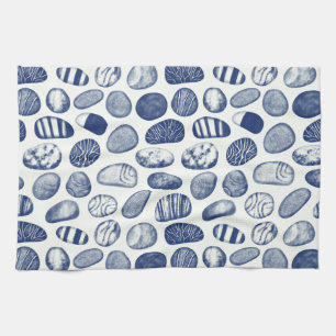 Pebble Pattern - Cyanotype Effect Kitchen Towel