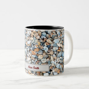 Pebble Stone design Two-Tone Coffee Mug