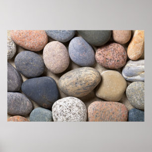 Pebble Stones On Sand For Background Poster