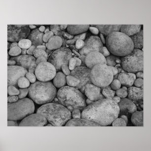Pebble stones photo poster in black and white