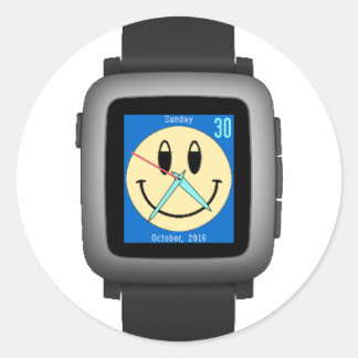 Pebble Time Black Classic Round Sticker