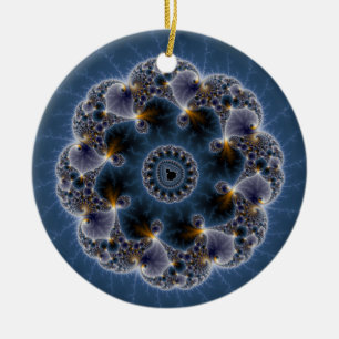 Pebbled Fractal Art Ceramic Ornament