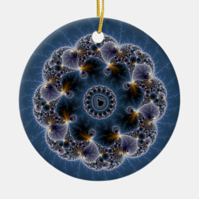 Pebbled Fractal Art Ceramic Ornament (Front)