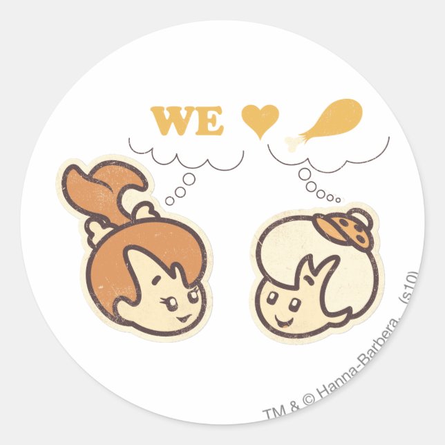 PEBBLES™ and Bam Bam Love Food Classic Round Sticker (Front)