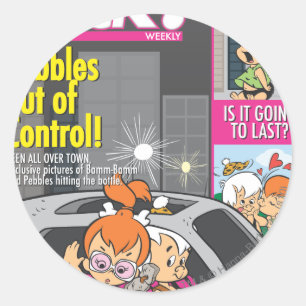 PEBBLES™ and Bam Bam Out of Control Classic Round Sticker