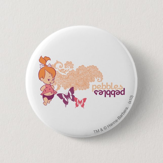 PEBBLES™ and Butterflies 2 Inch Round Button (Front)