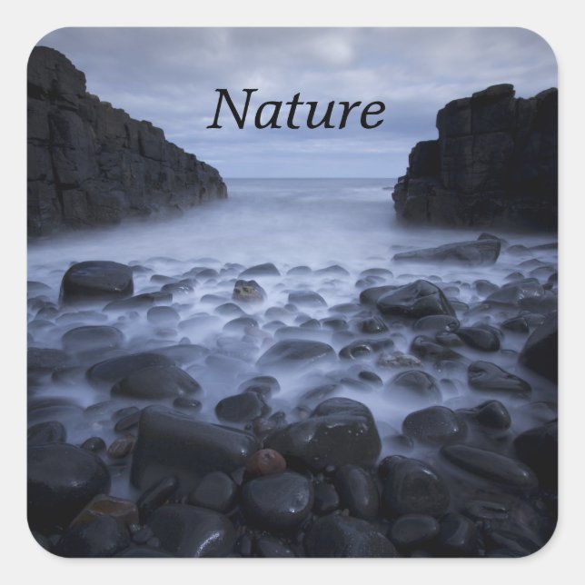 Pebbles and Rocks along the Ocean Shoreline Square Sticker (Front)