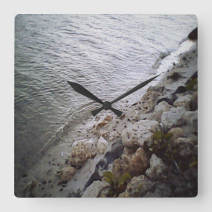 Pebbles At The Beach Square Wall Clock