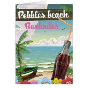 Pebbles beach Barbados vintage style travel poster