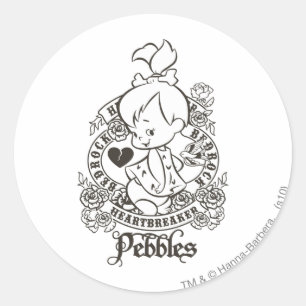 PEBBLES™ Heartbreaker B&W Classic Round Sticker