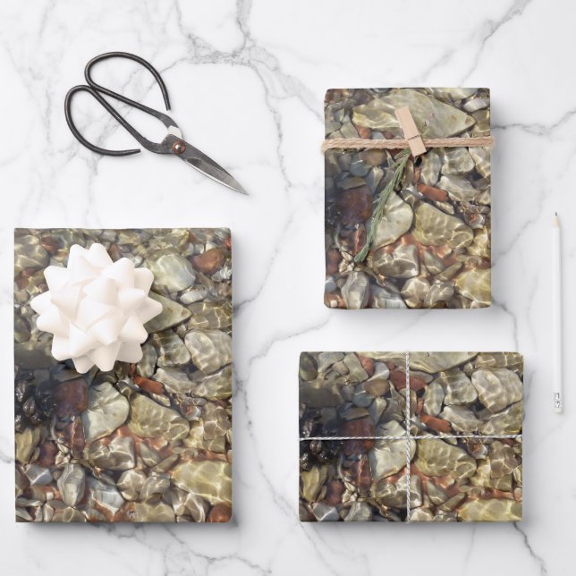 Pebbles in Taylor Creek Nature Photography Wrapping Paper Sheet (Front)
