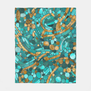 Pebbles Mosaic Art -Emerald and Gold  Fleece Blanket