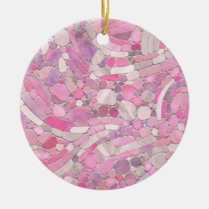 Pebbles Mosaic Art - Rose Blush Pink Ceramic Ornament