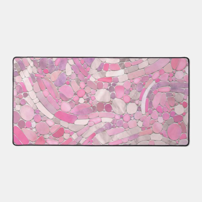 Pebbles Mosaic Art - Rose Blush Pink Desk Mat (Front)