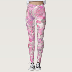 Pebbles Mosaic Art - Rose Blush Pink Leggings