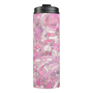 Pebbles Mosaic Art - Rose Blush Pink Thermal Tumbler