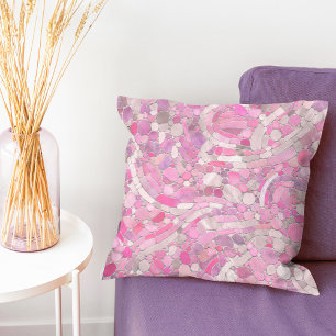 Pebbles Mosaic Art - Rose Blush Pink Throw Pillow