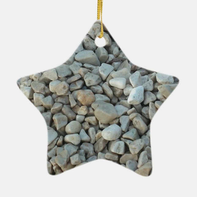 Pebbles on Beach Stone Photography Ceramic Ornament (Back)
