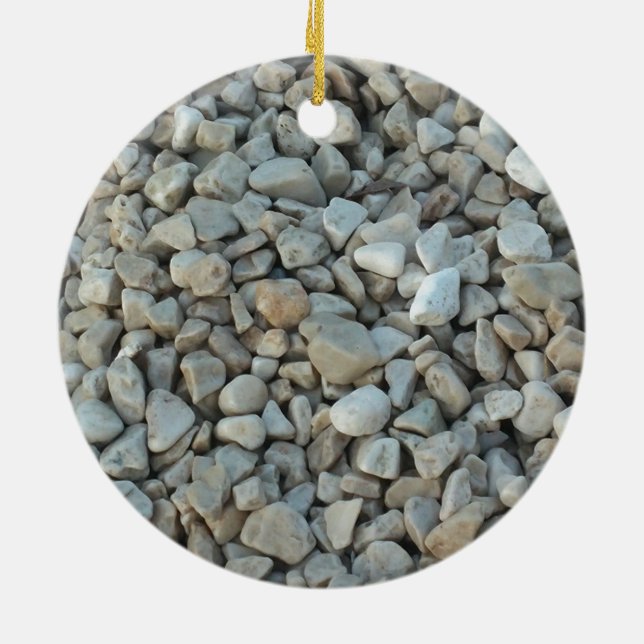 Pebbles on Beach Stone Photography Ceramic Ornament (Back)