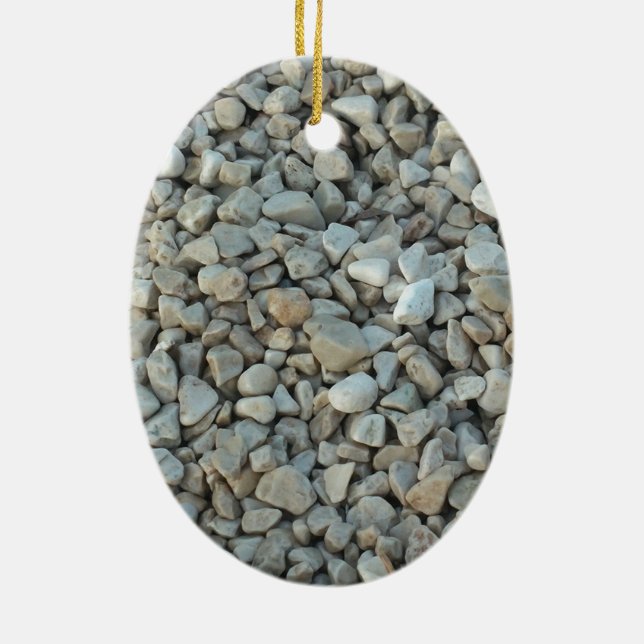 Pebbles on Beach Stone Photography Ceramic Ornament (Back)