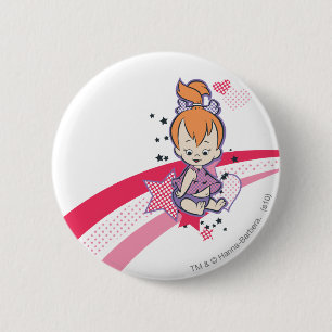 PEBBLES™ on Pink Rainbow 2 Inch Round Button