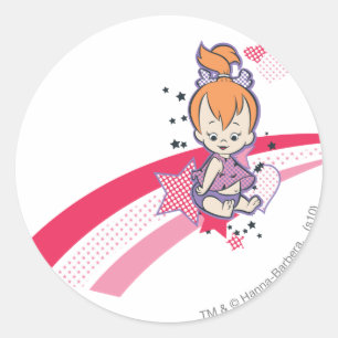 PEBBLES™ on Pink Rainbow Classic Round Sticker