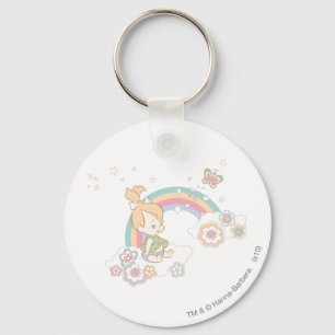 PEBBLES™ Rainbow and Flower Clouds Keychain