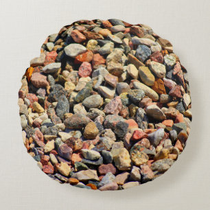 Pebbles rocks colourful texture round pillow