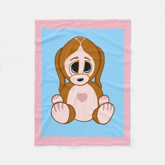 Pebbles the Puppy Fleece Blanket (Front)