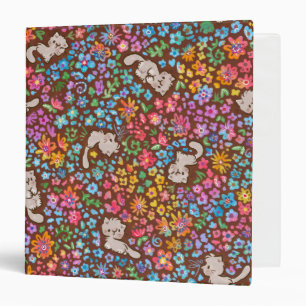 Pebble's Whimsical Garden Grey Cat & Bright Floral Binder