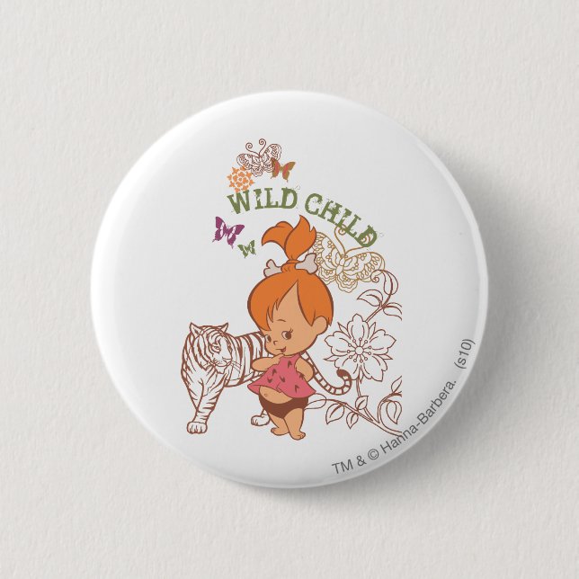 PEBBLES™ Wild Child 2 Inch Round Button (Front)