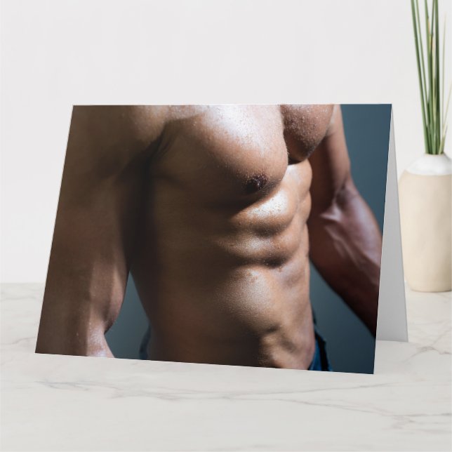 Pec Perfection Hot Guy Greetings Card (Front)
