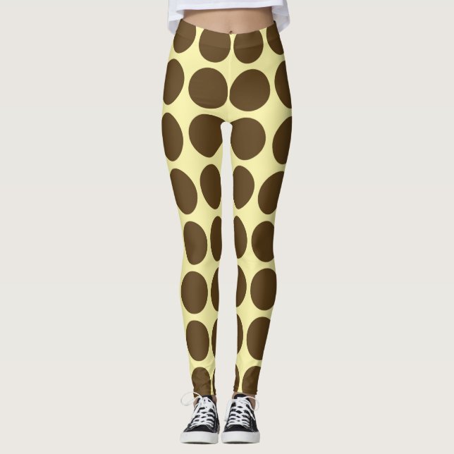 Pecan Cream Neutral Dots Leggings (Front)