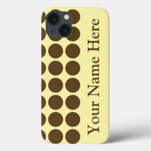 Pecan Cream Neutral Dots with name iPhone 13 Case